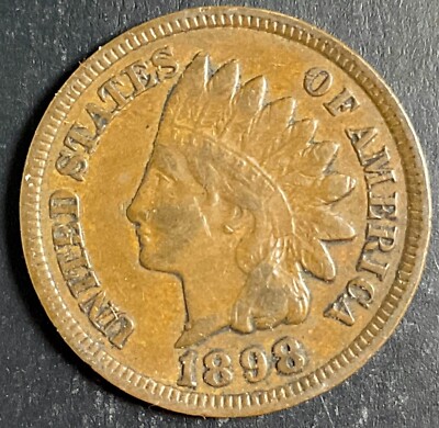 FS-402 Snow-5 misplaced date on 1898 Indian Head Penny — extra digit visible in denticles below the 9